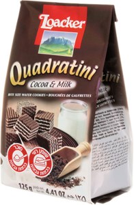 קוביות ופל פריך בטעם קקאו במילוי קרם חלבי 250 גרם