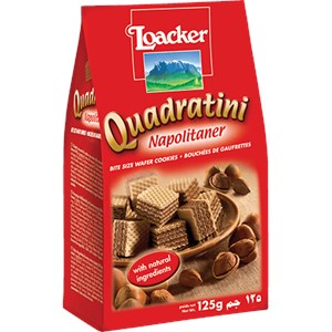 קוביות ופל לואקר פריך במילוי קרם אגוזי לוז 250 גרם