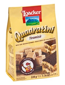 קוביות ופל לואקר פריך במילוי קרם בטעם טרמיסו 220 גרם